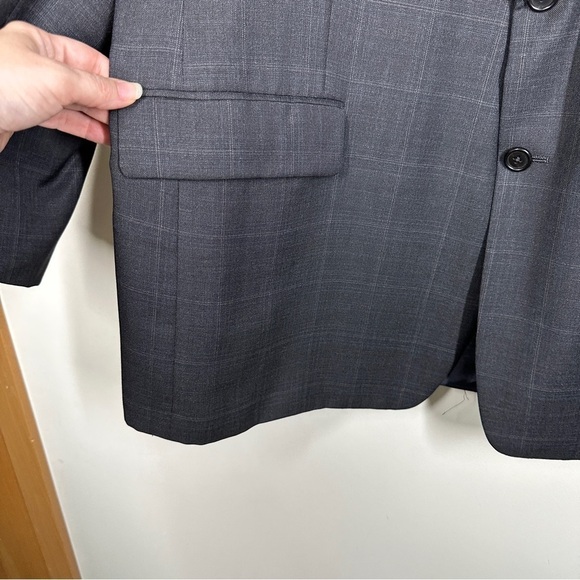 Hickey Freeman Collection Nordstrom Wool Sport Coat Blazer Gray Plaid Size 46R - Picture 7 of 8